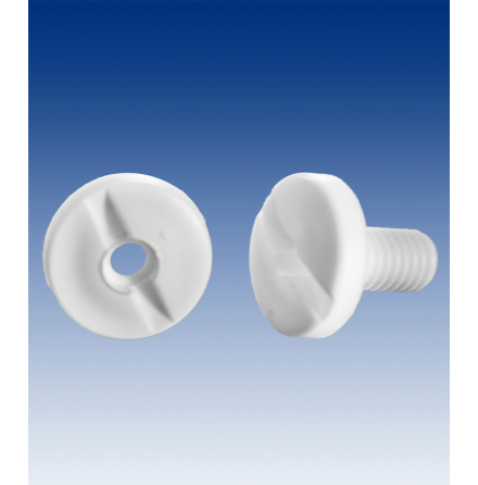 Binding screw 10mm with hole, white Head 12mm/6mm